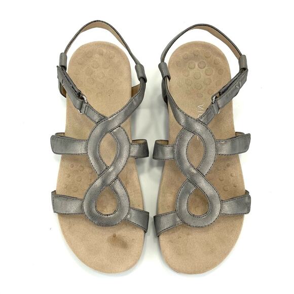 Vionic Jodie Orthotic Flat Sandal Size 10 Silver Adjustable Straps Arch Support - Picture 14 of 16